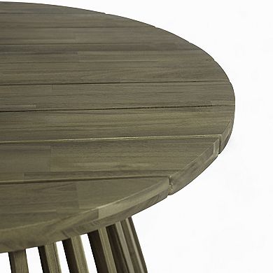 31.5" Mid-Century Wood Coffee Table with Slatted Base