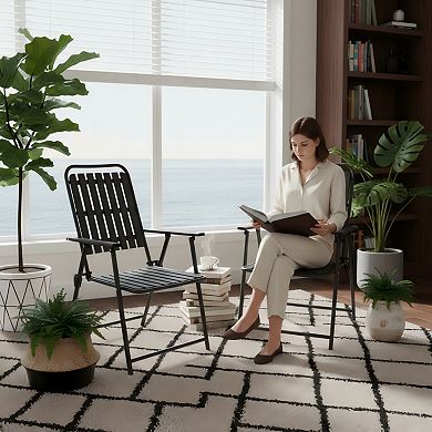2-Piece Folding Chair Set for Balcony, Patio, Garden, No Assembly Required