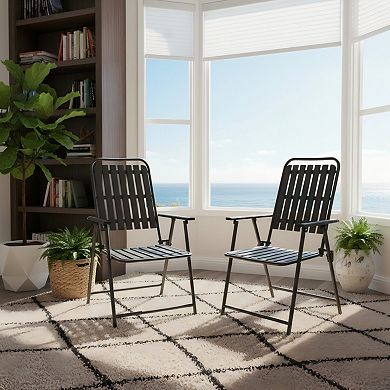 2-Piece Folding Chair Set for Balcony, Patio, Garden, No Assembly Required