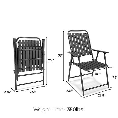 2-Piece Folding Chair Set for Balcony, Patio, Garden, No Assembly Required