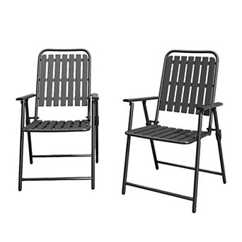 2 pc Folding Chair Set for Balcony, Patio, Garden, No Assembly Required