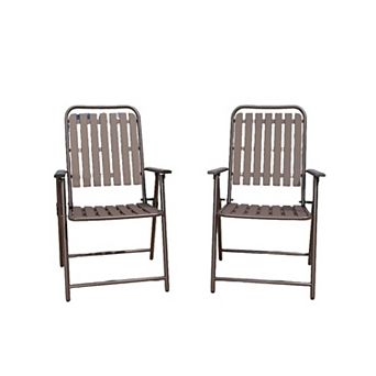 2 pc Folding Chair Set for Balcony, Patio, Garden, No Assembly Required