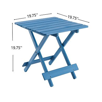 Folding Square Solid Wood Patio Table, No Assembly Required