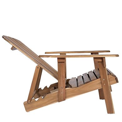 Wood Folding Adirondack Chair with Slatted Seat, Wide Armrests