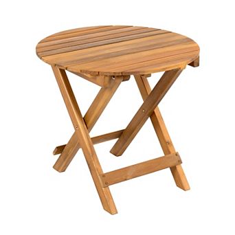 Foldable Wood Side Table, Adjustable Length 17.75-27.6"