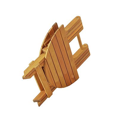 Foldable Wood Side Table, Adjustable Length 17.75-27.6"