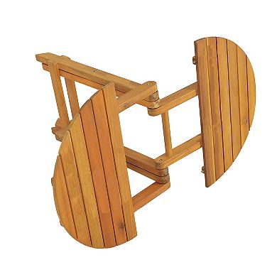 Foldable Wood Side Table, Adjustable Length 17.75-27.6"