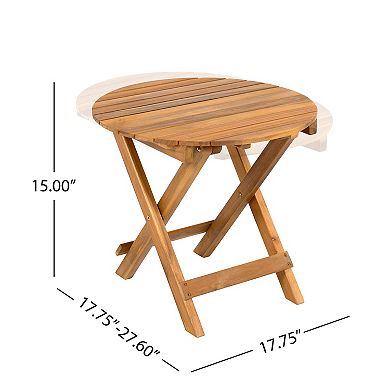 Foldable Wood Side Table, Adjustable Length 17.75-27.6"