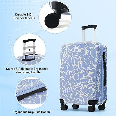 5-Piece Hardside ABS Luggage Set, 14"/16"/20"/24"/28" Spinner Suitcase