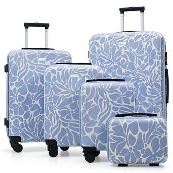 5 pc Hardside ABS Luggage Set, 14"/16"/20"/24"/28" Spinner Suitcase