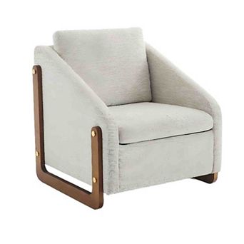 Upholstered Armchair with Wooden Side Frame for Living Room, Bedroom