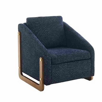 Upholstered Armchair with Wooden Side Frame for Living Room, Bedroom