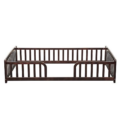 Twin Size Floor Bed with Guardrails