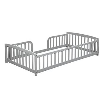 Twin Size Floor Bed with Guardrails
