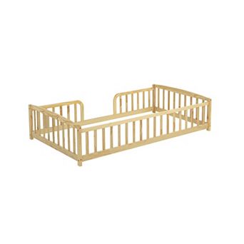 Twin Size Floor Bed with Guardrails