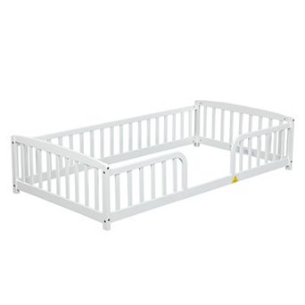 Twin Size Floor Bed with Guardrails