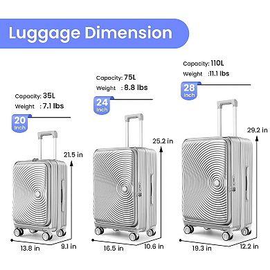 3-Piece Expandable Hardside Luggage Set 20"/24"/28"