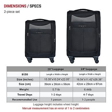 2-Piece 20" 24" Softside Oxford Luggage Set