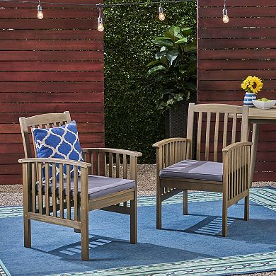 Set of 2 Patio Dining Chairs with Water Resistant Cushions