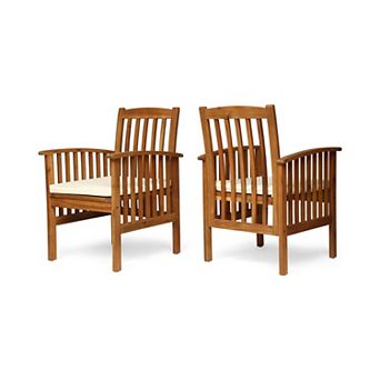 Set of 2 Patio Dining Chairs with Water Resistant Cushions