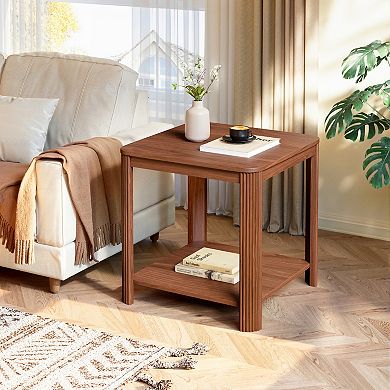 Set of 2 Rounded Corner Square End Tables