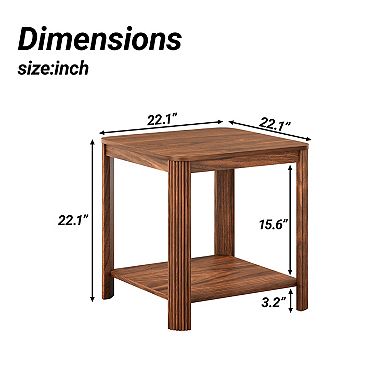 Set of 2 Rounded Corner Square End Tables