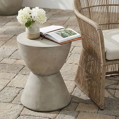Outdoor Lightweight Concrete Side Table, No Assembly Required