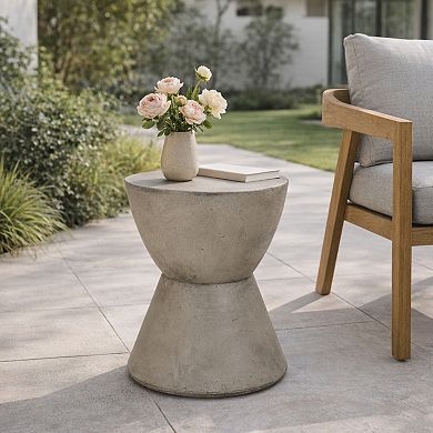 Outdoor Lightweight Concrete Side Table, No Assembly Required