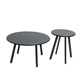 2 pc Round Nesting Coffee Table Set for indoor & Outdoor