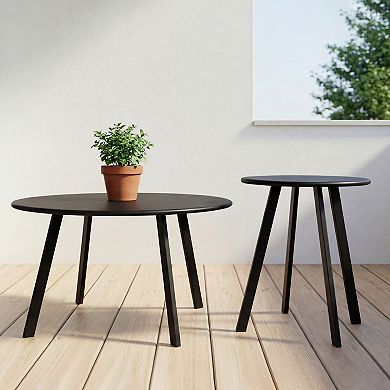 2-Piece Round Nesting Coffee Table Set for indoor & Outdoor
