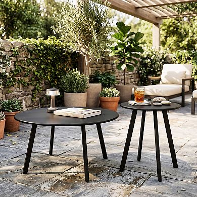 2-Piece Round Nesting Coffee Table Set for indoor & Outdoor