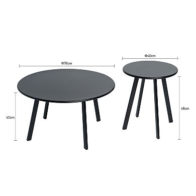 2-Piece Round Nesting Coffee Table Set for indoor & Outdoor