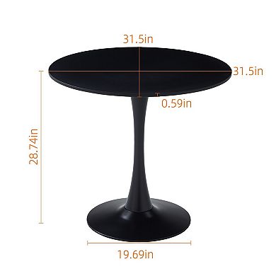 Round Tulip Dining Table with Matte Iron Base