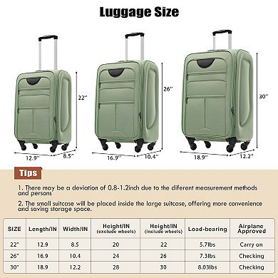 Softside Expandable 5-Piece Luggage Set, 22"/26"/30" with Duffel Bag