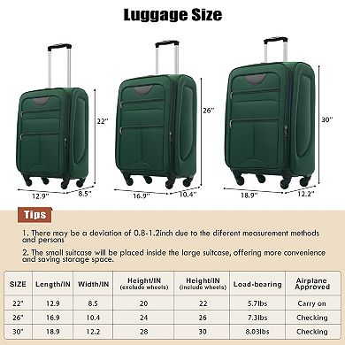 Softside Expandable 3-Piece Luggage Set - 22"/26"/30"