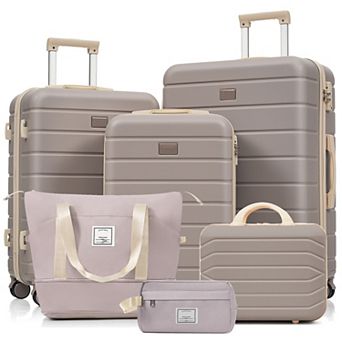 6 pc 14" 20" 24" 28" Hardside Luggage Set