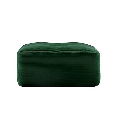 Plush Corduroy Modular Sectional Sofa with Ottoman, No Assembly Required