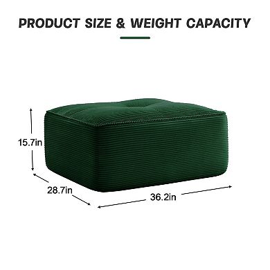 Plush Corduroy Modular Sectional Sofa with Ottoman, No Assembly Required