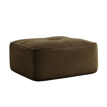 Plush Corduroy Modular Sectional Sofa with Ottoman, No Assembly Required