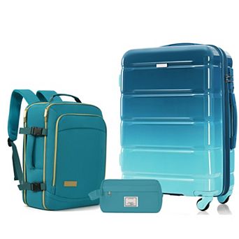 3 pc 24" Luggage Set with Travel Duffel Bag and Wet-Dry Toiletry Bag