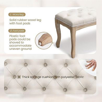 47.2" Upholstered Tufted Bedroom Bench with Distressed Wood Legs