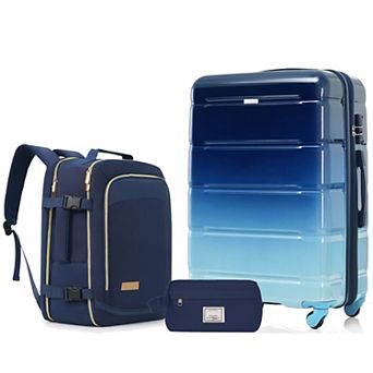 3 pc 28" Luggage Set with Travel Duffel Bag and Wet-Dry Toiletry Bag