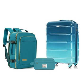 3 pc 20" Luggage Set with Travel Duffel Bag and Wet-Dry Toiletry Bag