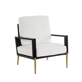 Upholstered Velvet Accent Chair with Gold Metal Legs