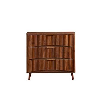 Mid-Century Fluted 3 Drawer Dresser with Vertical Grooved Design