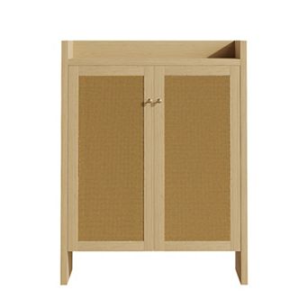 42.5" 6 tier Rattan Shoe Cabinet with Doors