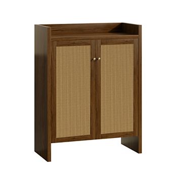 42.5" 6 tier Rattan Shoe Cabinet with Doors