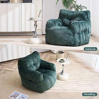 Fluffy Corduroy Bean Bag Chair, No Assembly Required