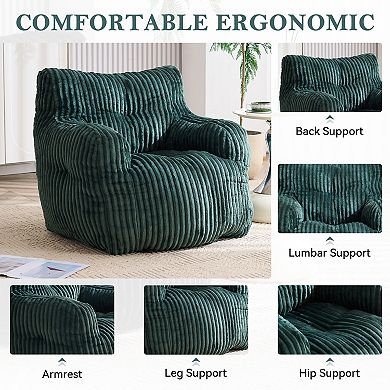 Fluffy Corduroy Bean Bag Chair, No Assembly Required