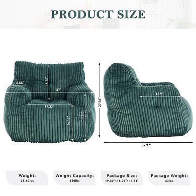 Fluffy Corduroy Bean Bag Chair, No Assembly Required